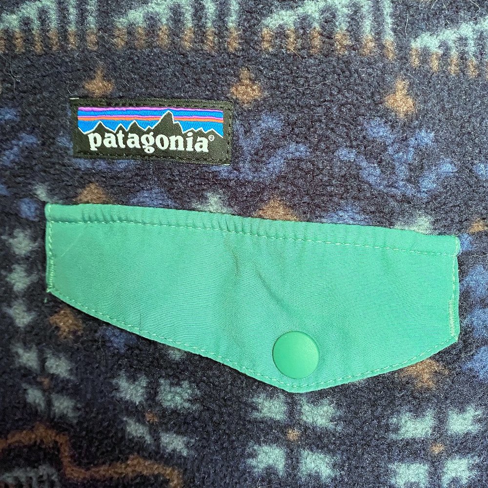 Patagonia Snap T Synchilla Pullover Wild Roots Navy Green Aztec Floral Print M,L - Picture 9 of 9